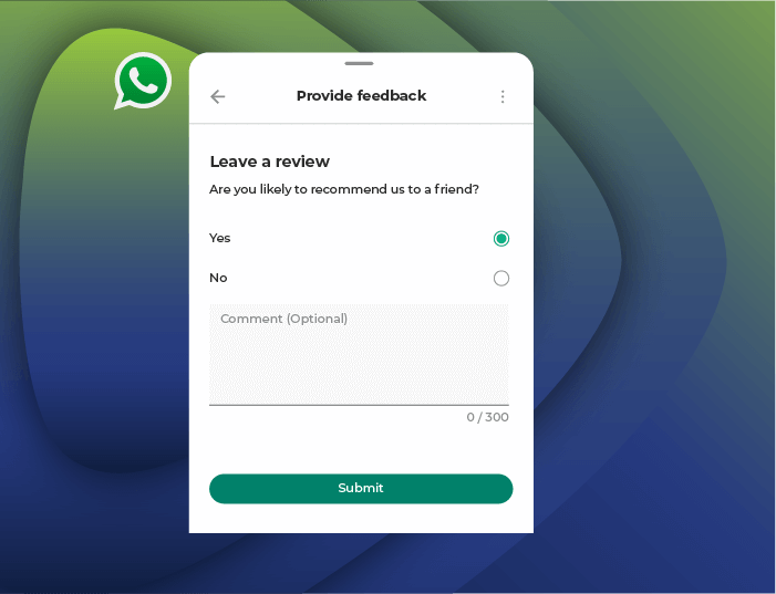 feedback form on WhatsApp