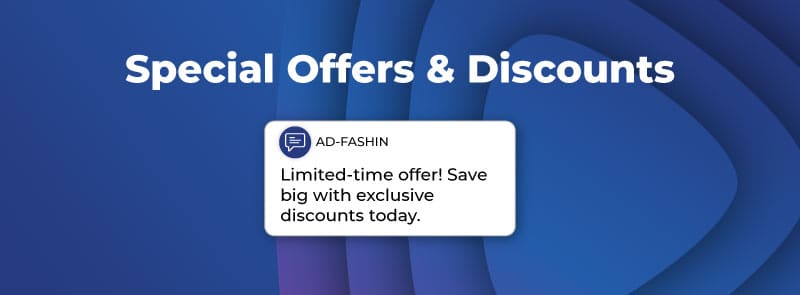  displaying a message with special offers and discounts